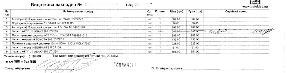 Олії, фільтра, колодки ... 1