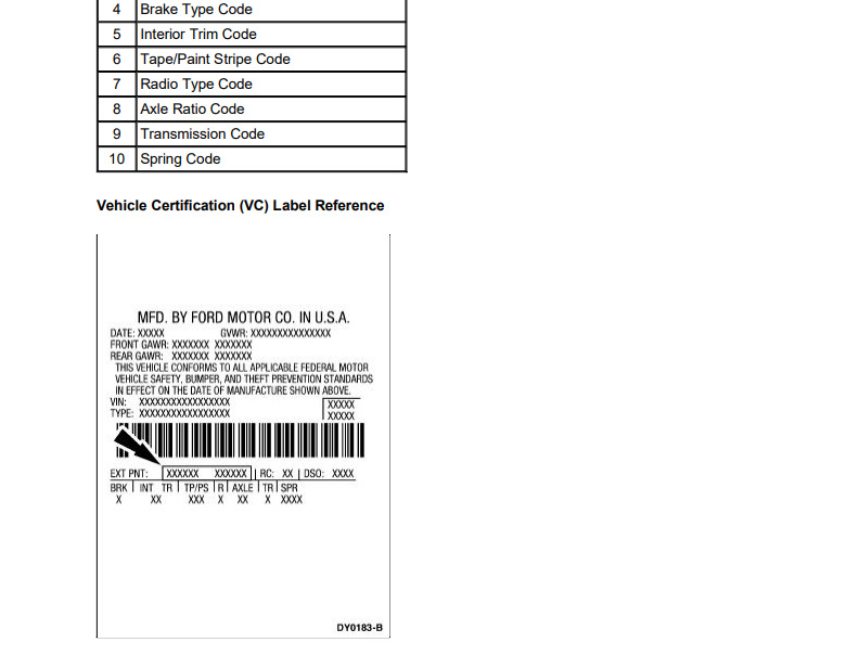 Наліпка на отворі дверей. Vehicle Certification (VC) Label 2