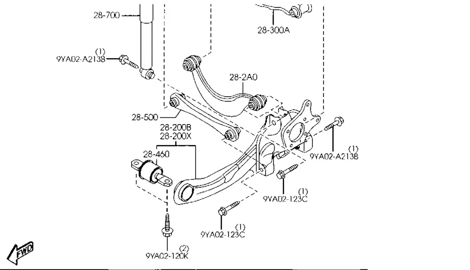 Аналог болта Mazda 9YA0-21-23C