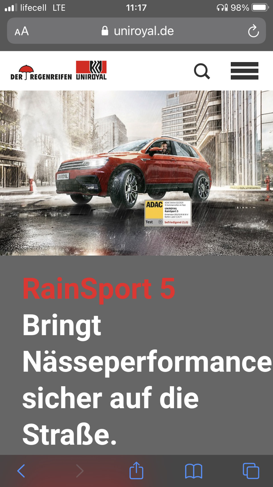 Заміна літніх шин на Uniroyal rainsport 5 5