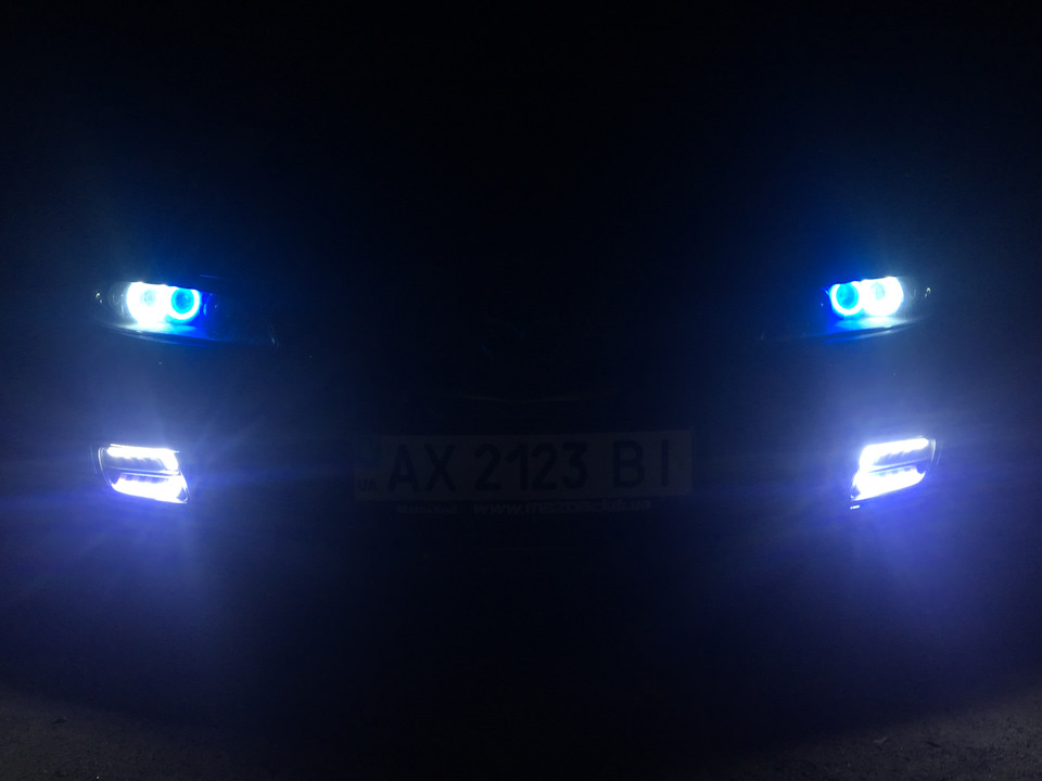ДХО в заглушках+ ангельські очі Mazda 6 gg 1