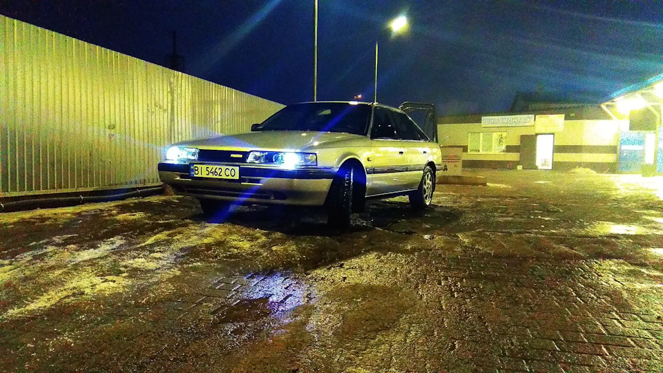 Mazda 626 gd (установка захисту піддону та фото як світять фари) 4