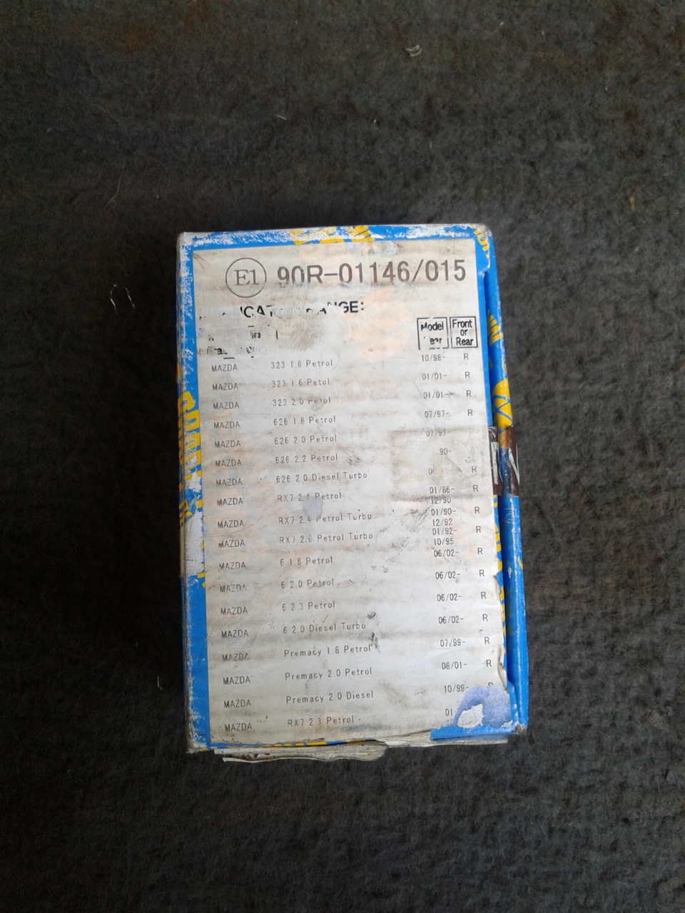 Кому треба колодки зад.дискові на 626 GF, 323bj, rx7 92, Mazda 6 1gen, Premacy 1