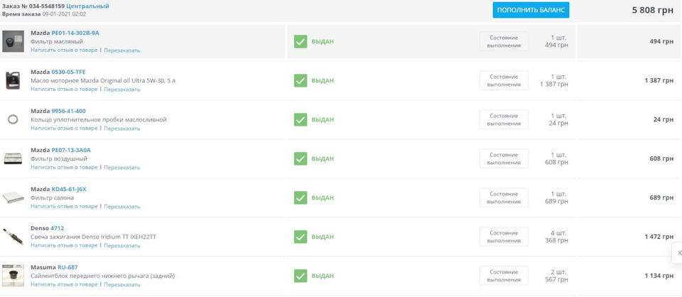 Запчастини для планового ТО та усунення недоліків 1