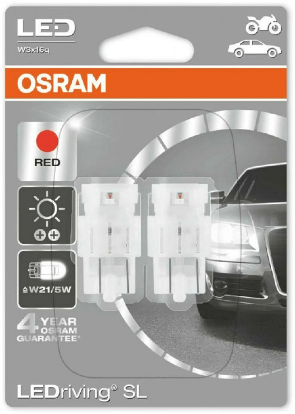 Світлодіодні лампочки в стопах/габаритах. Osram LEDriving Standard Red W21/5W
