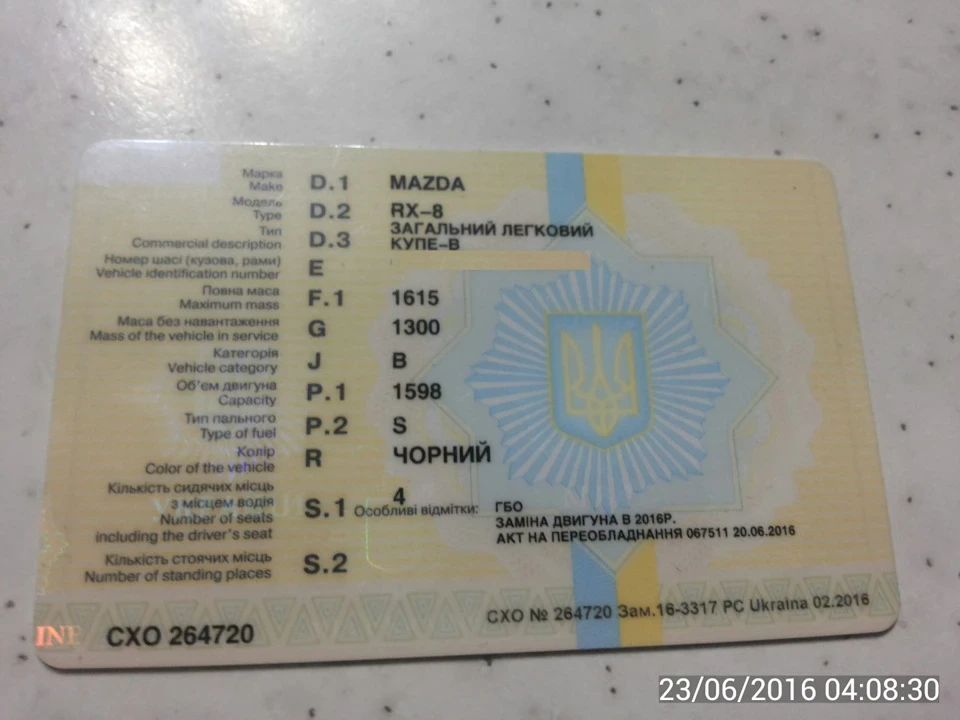 Свап і ГБО у техпаспорті.