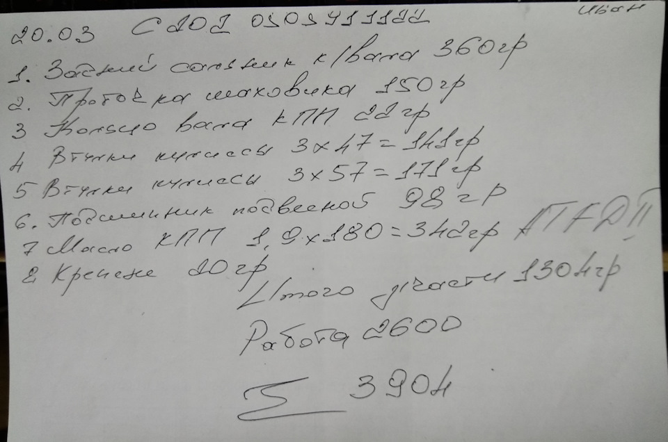 Закінчення ремонту зчеплення, заміна мастила кпп 1