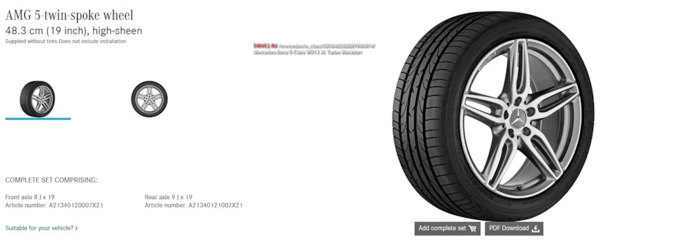Різноширокі диски AMG R19 та літня гума Continental SportContact 6