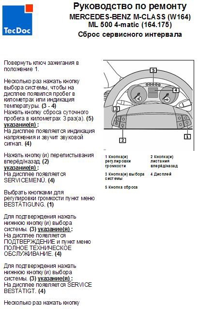 Скидання TO для W164 (ML, GL, R) 1