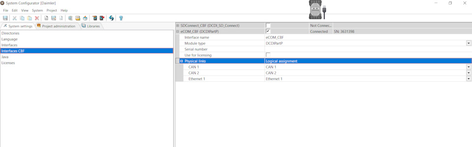 DTC Monaco 8.14 + VXDIAG підключення CBF інтерфейсу 1