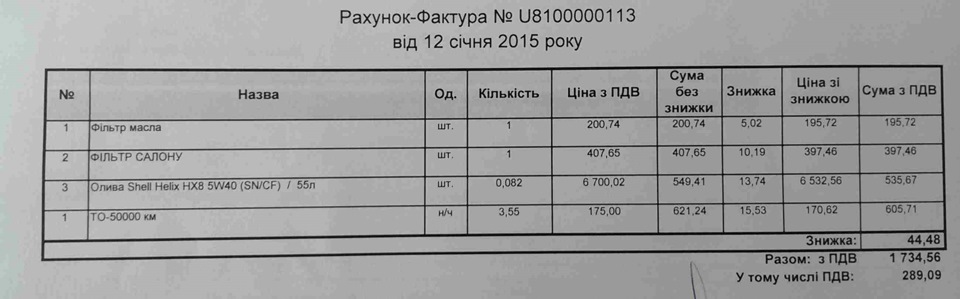 ТО 50 000 км 1