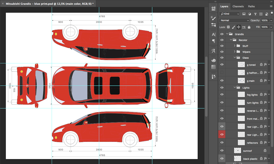 Файл :: Схематичне відображення Mitsubishi Grandis в .psd (blueprint) 4