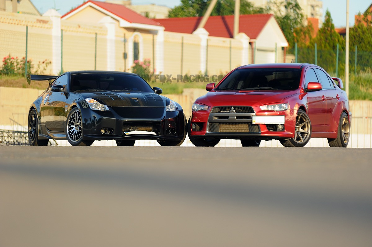 Mitsubishi EVO X vs Nissan 350Z 3