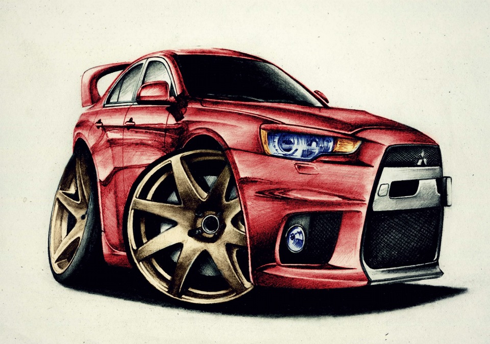 шарж Mitsubishi Lancer Evolution X 1