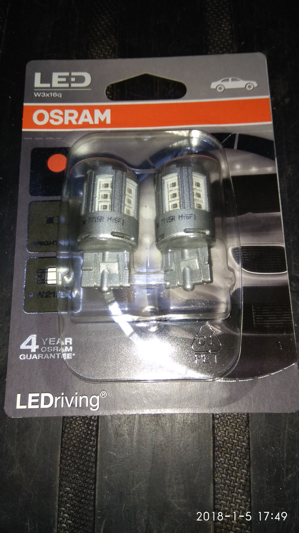 Osram LEDriving Standard 7715CW-02B / 7715R-02B / 7715YE-02B (W21/5W) - Червоний колір 4