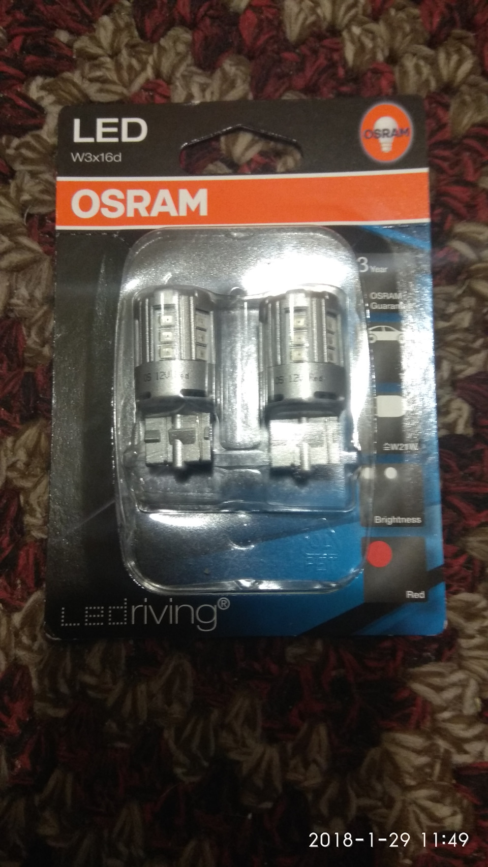 Osram LEDriving Standard 7715CW-02B / 7715R-02B / 7715YE-02B (W21/5W) - Червоний колір 1