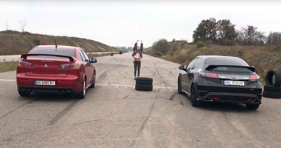 Заїзд Mitsubishi Lancer X 2.0 turbo з Honda Civic Type-R 1