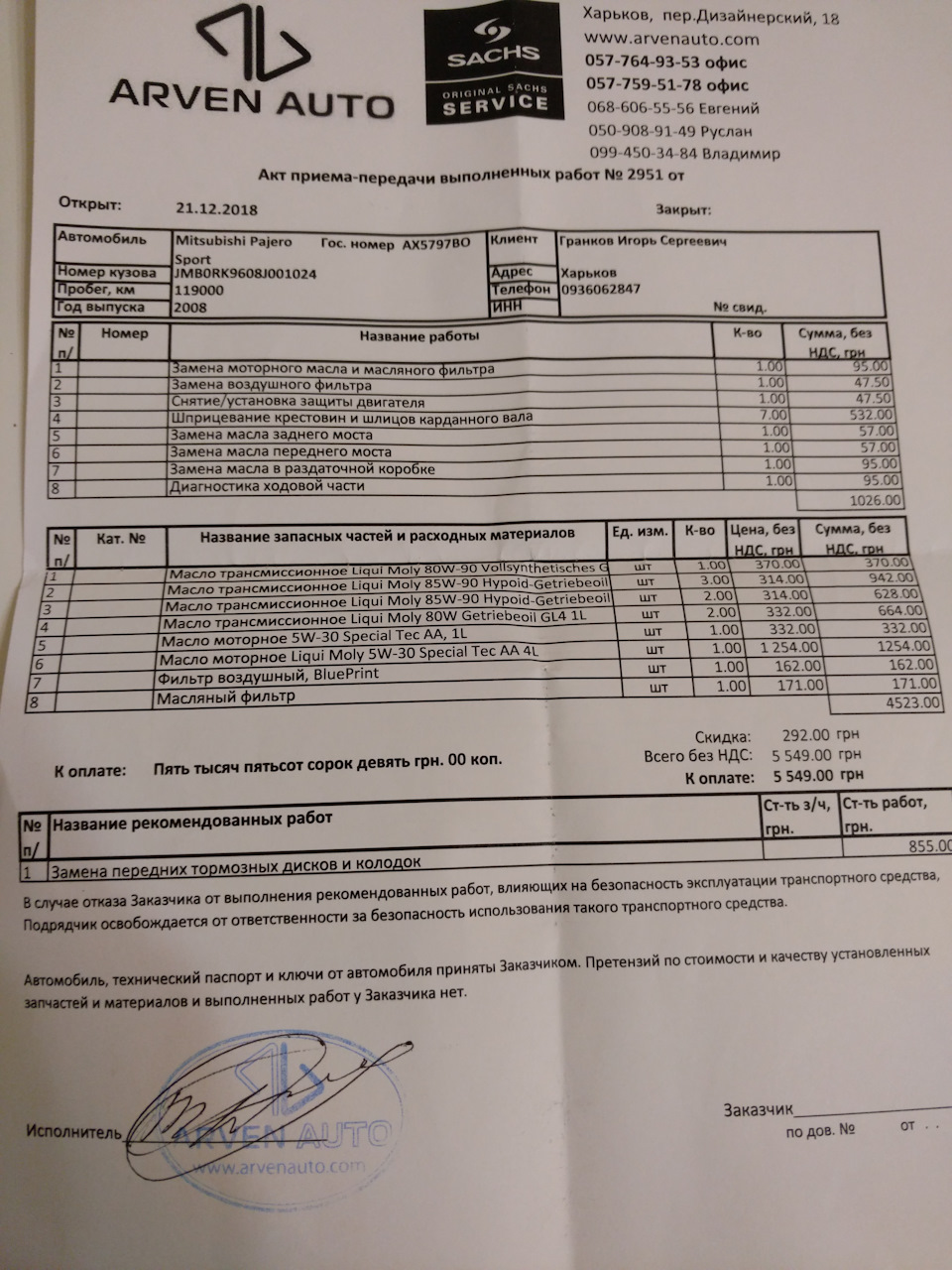 ТО почти 120 и не много антикора 1