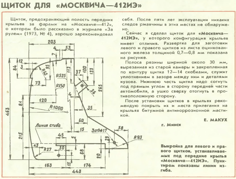 Подкрилки москвич своїми руками за порадою журналу ЗР 3