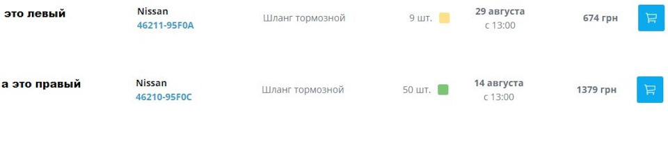 Подскажите по левому и правому торм. шлангу 1