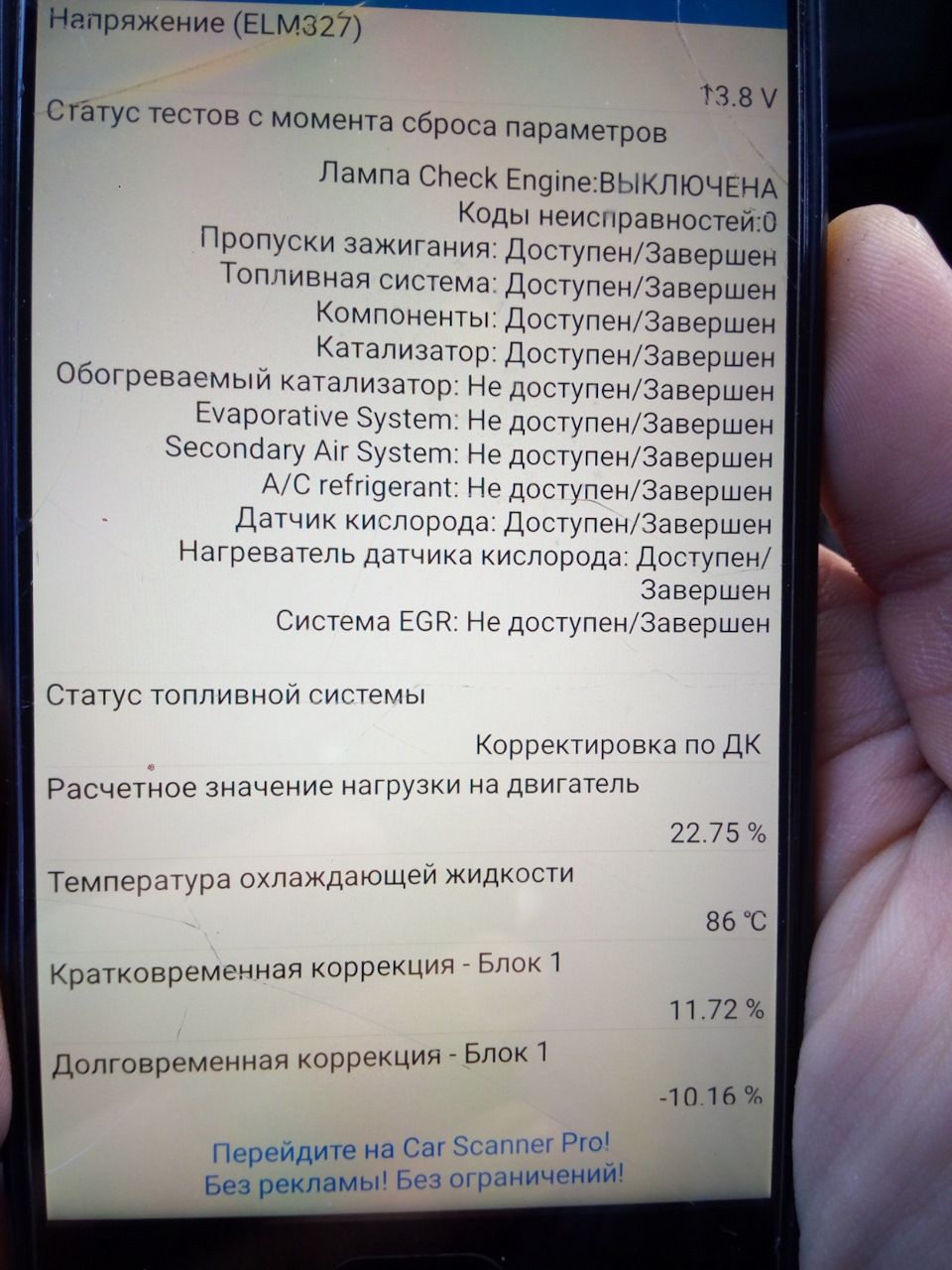 Дані з CarScaner 1