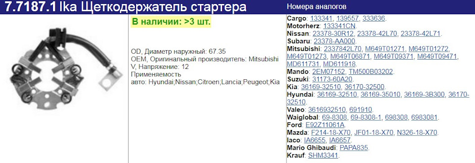 Обслужив стартер M1T77281 2