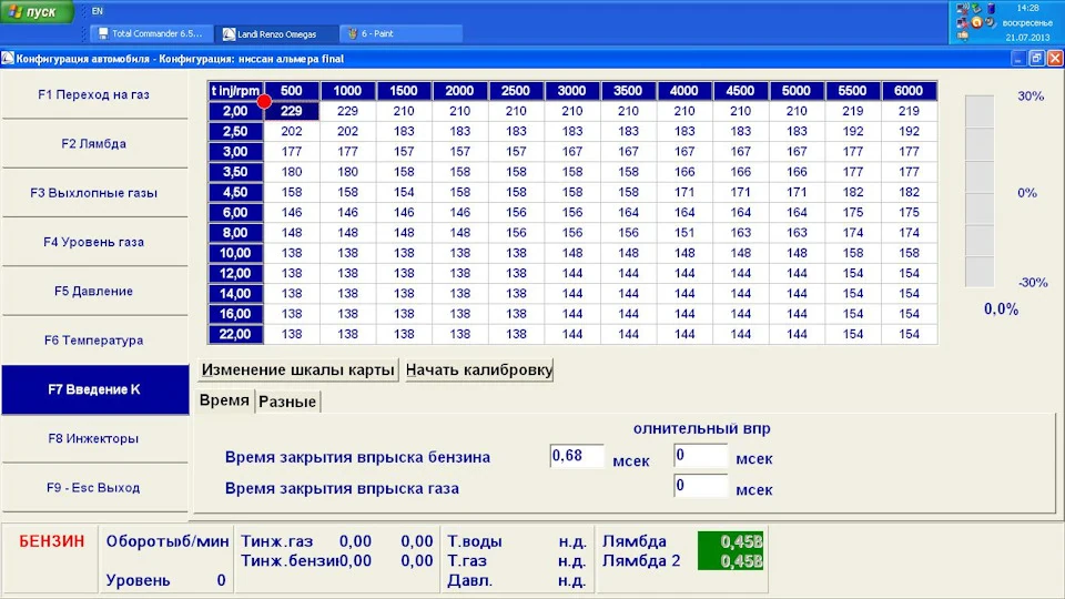 ГБО. Налаштування паливної картки
