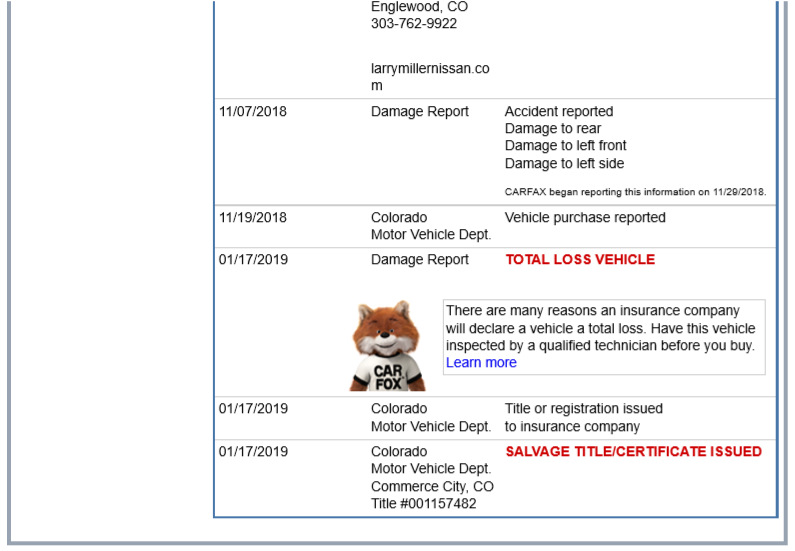 Звіт CarFax 3
