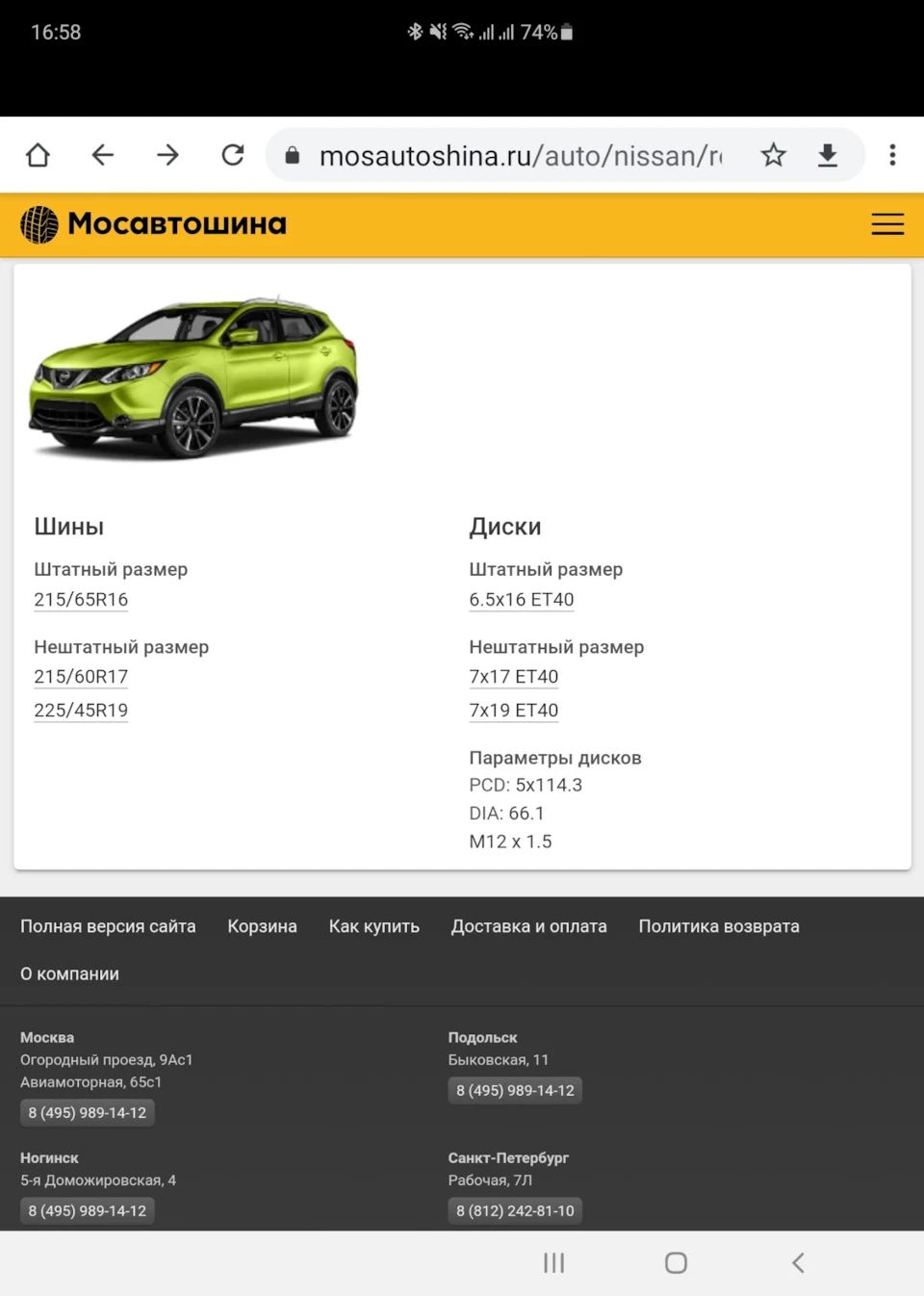 Розміри штатних дисків R17