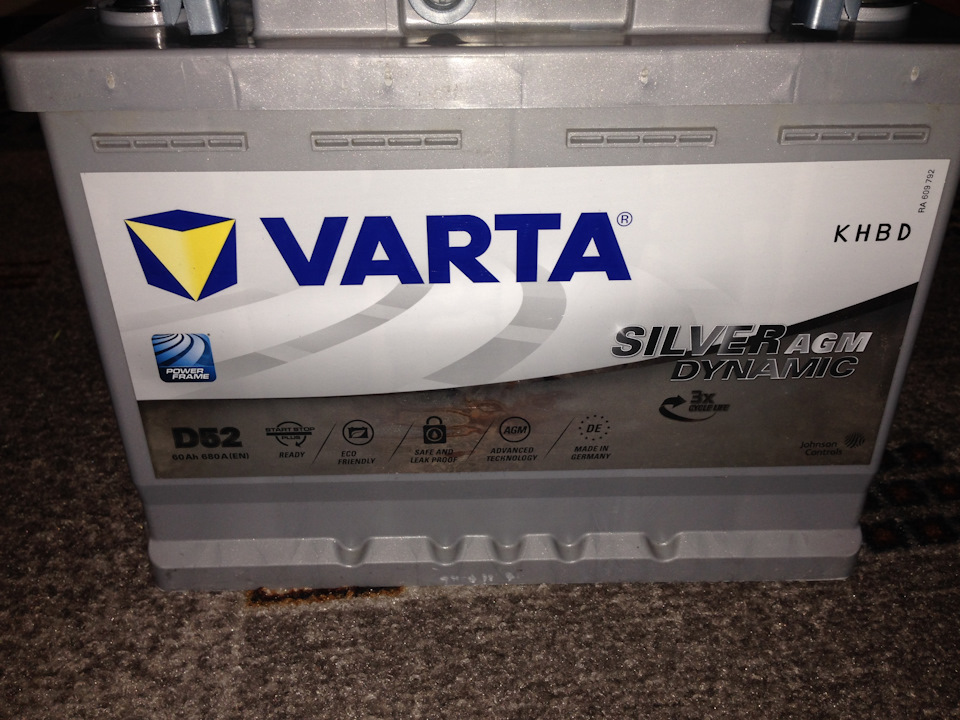 Заміна АКБ Varta D52 Start-Stop Plus AGM 12V 60Ah 680А 2