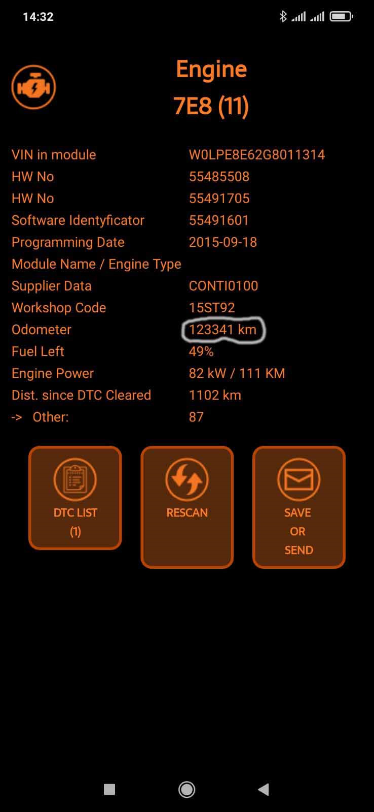 Перевірка пробігу на Opel Astra J 2
