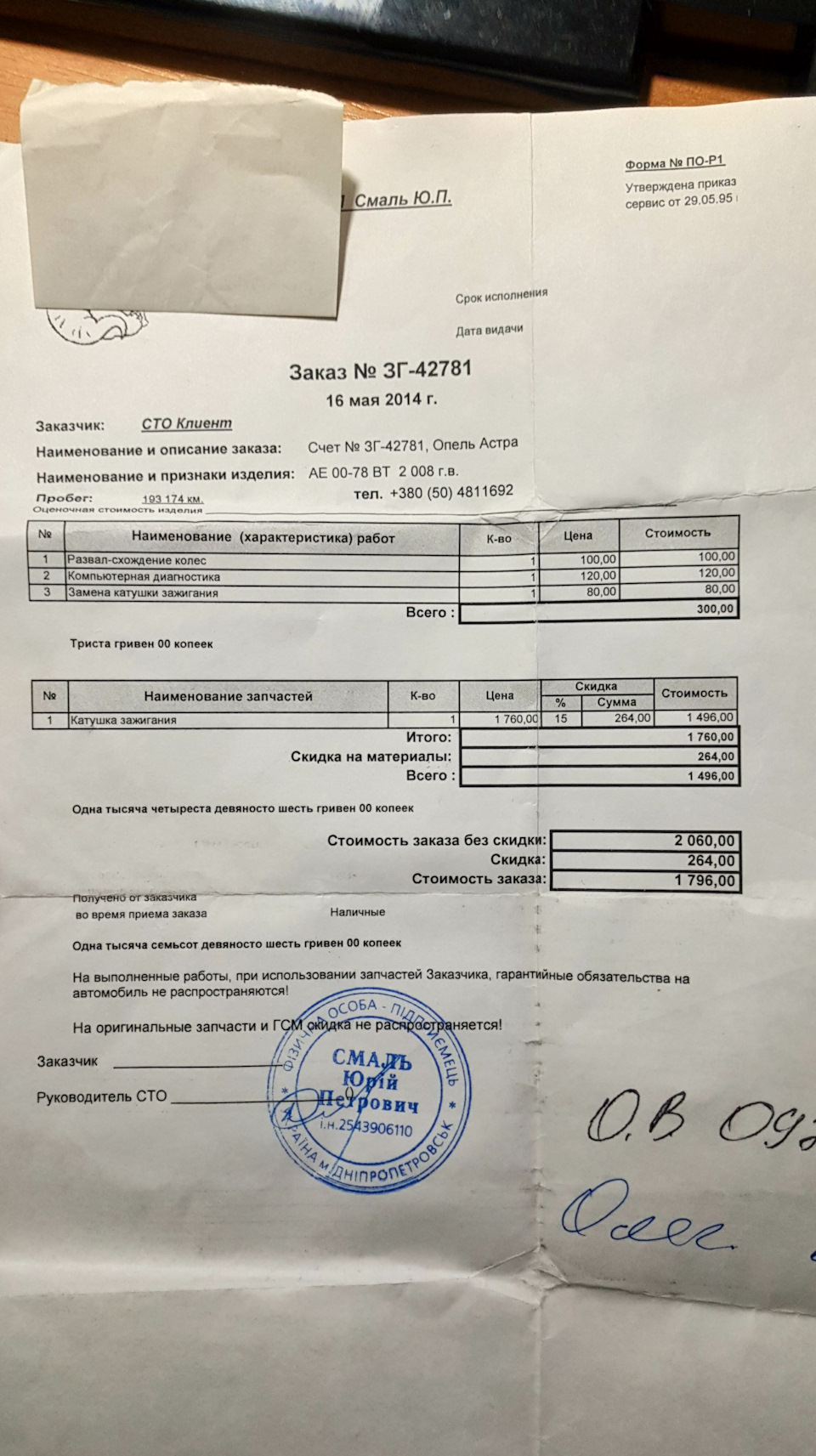 193 000 Котушка запалювання 1