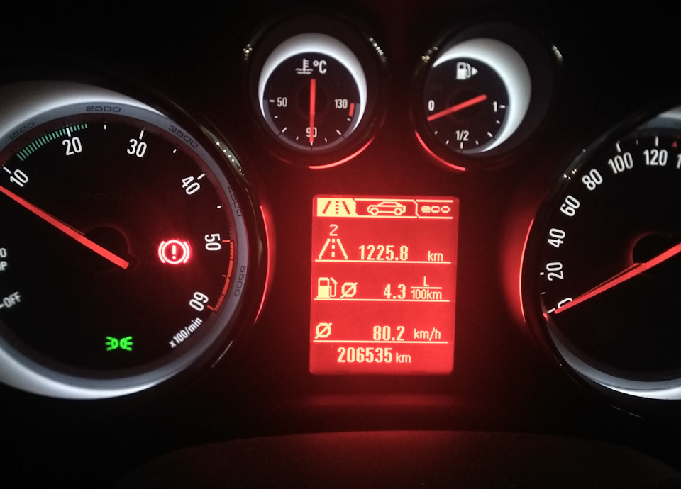 Витрата трасою на Opel Astra J 1.7 2