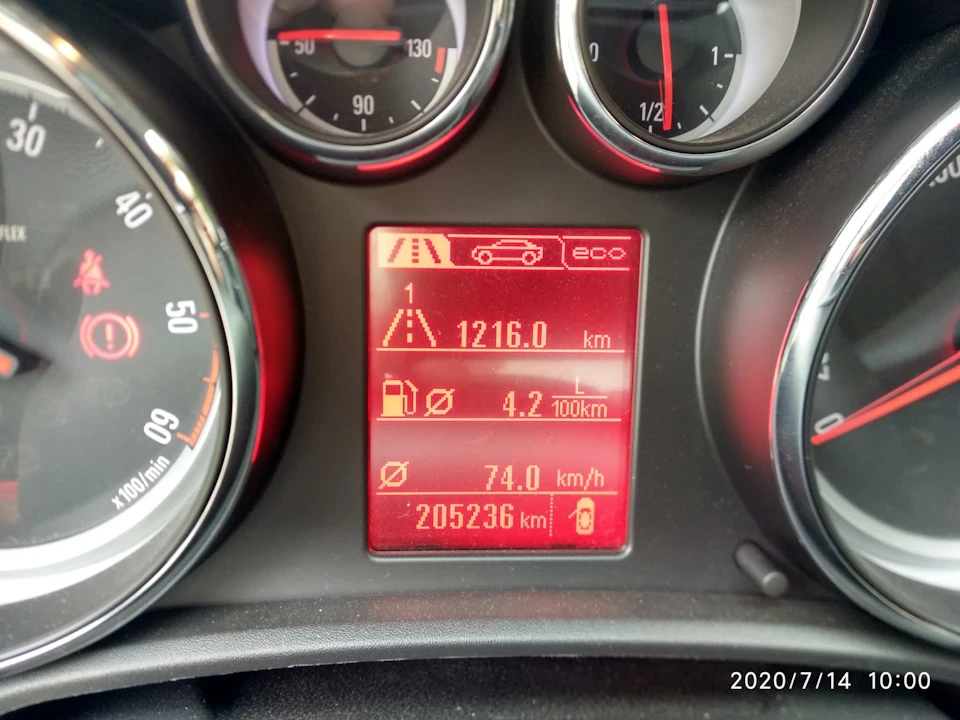 Витрата трасою на Opel Astra J 1.7