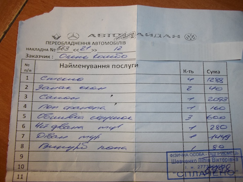 Вартість переробки комбіка в пасажира 1