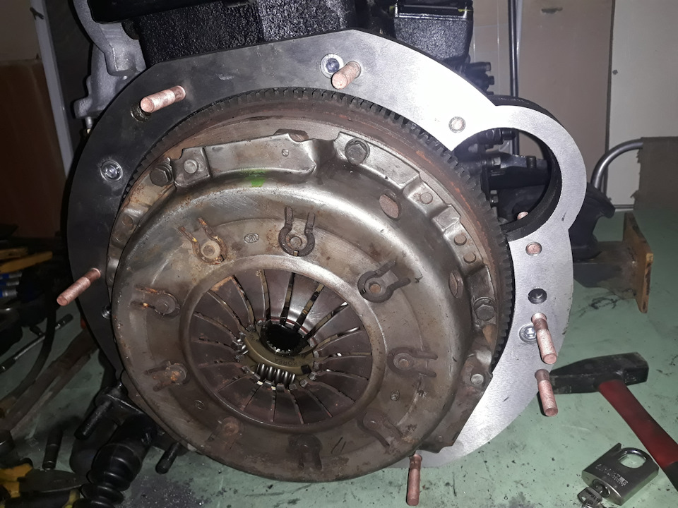 ЗМЗ-409 в Opel Frontera B (part 5) Перехідна плита 3