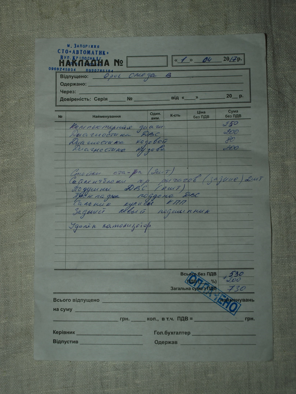 Діагностика при покупці 1