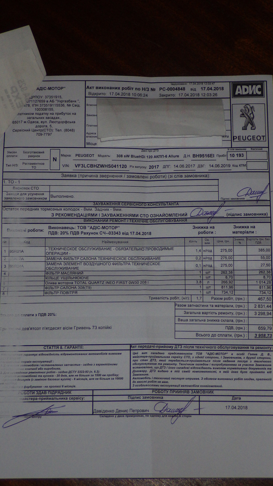 ТО-1 (10 тис.км.) 1