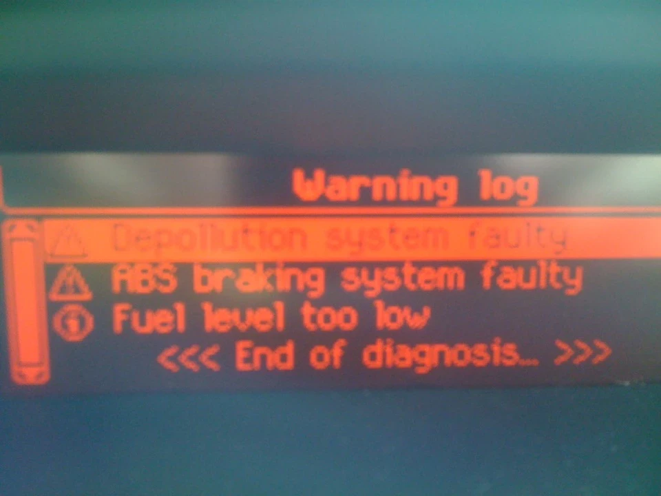 ABS braking system faulty + Depollution system faulty + Gear box faulty