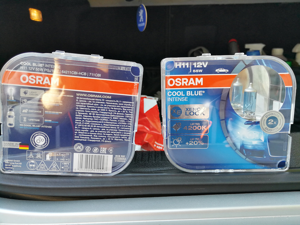 Лампочки в ПТФ Osram Cool Blue Intense H11 12V 55W 4