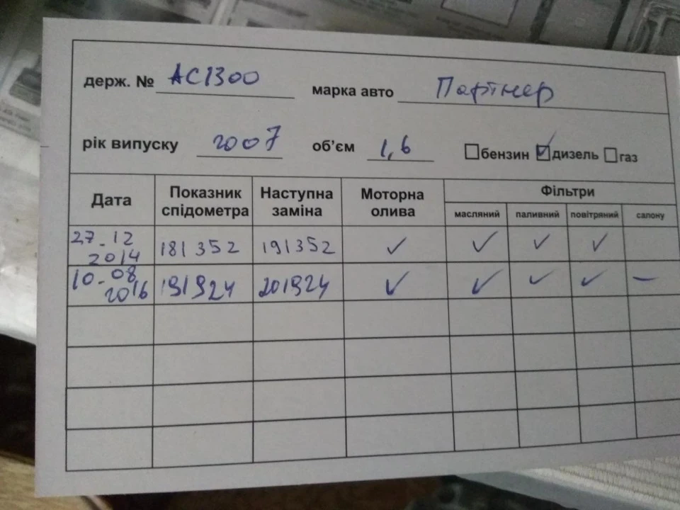 Просто заміна мастила, фільтрів1