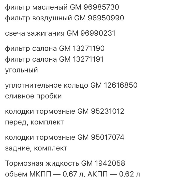 Список деталей R4 4