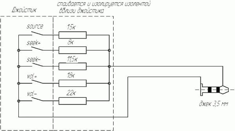 схема підключення магнітофона Pioneer та Sony