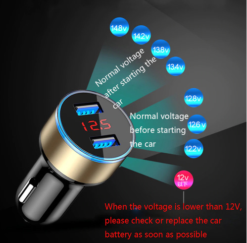 3.1A Dual USB Автомобільний зарядний пристрій 2 порти РК-дисплей 12-В 24 в прикурювач 1