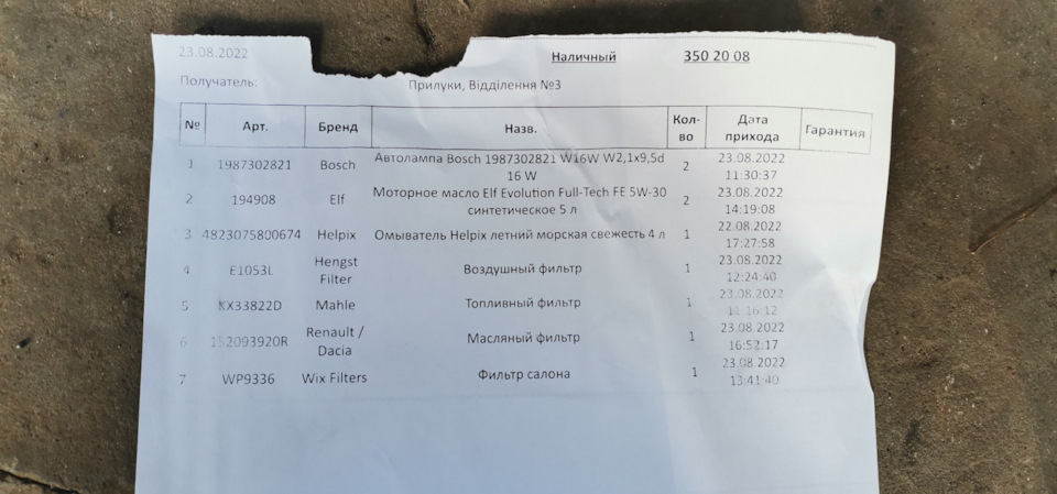 Заміна мастила та фільтрів. 2