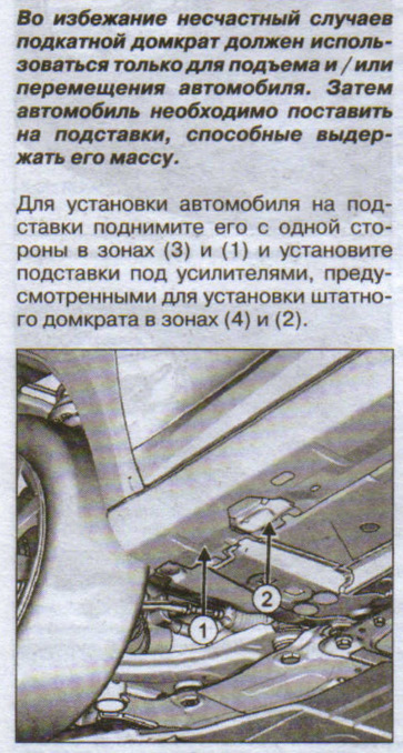 місця для встановлення лап підйомника 2