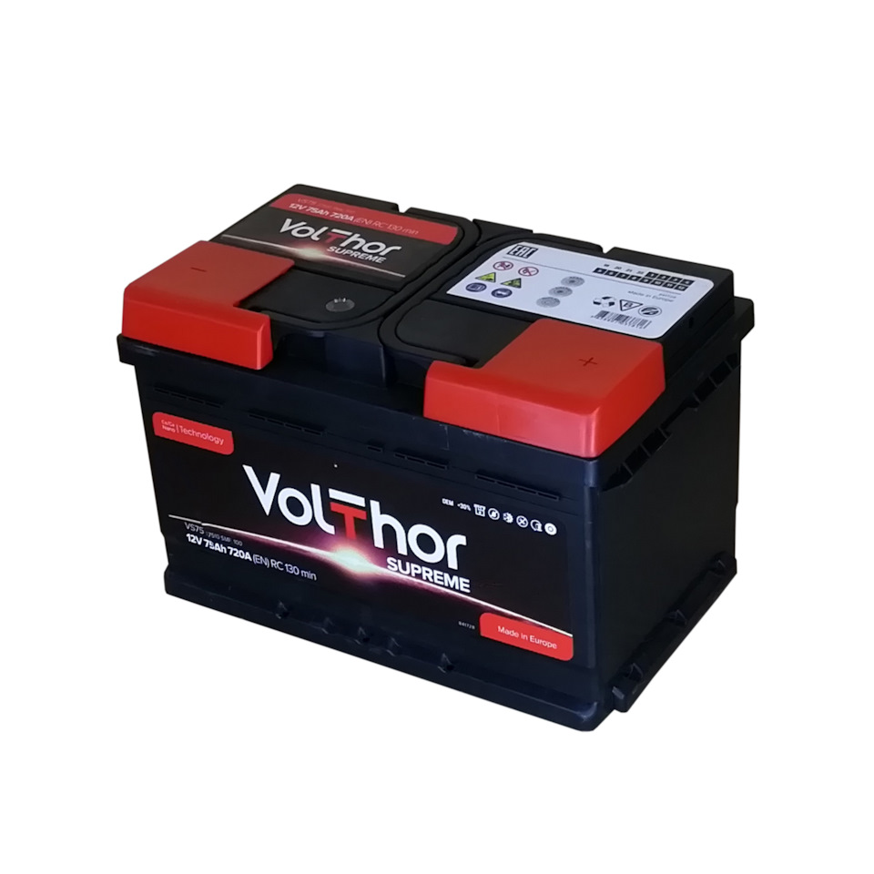 Новий акумулятор VOLTHOR 75AH 720A 1