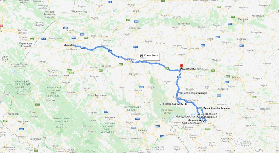 Львів — Хмельницький — Малієвецький парк — водоспад Бурбун — Хмельницький — Отроків — Дністровська гребля — Лядівський монастир — Хмельницький (частина 1)