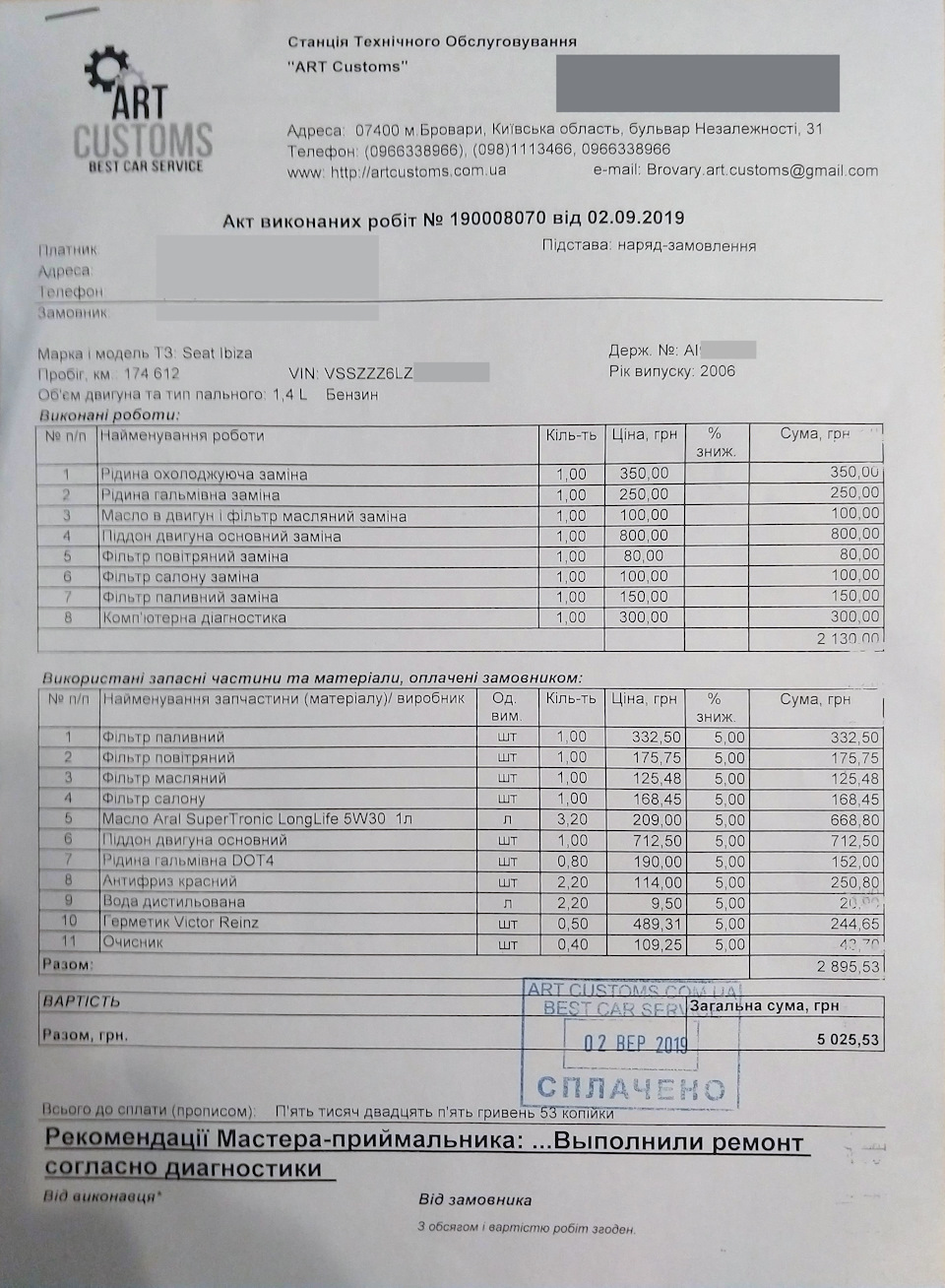 Планове ТО - 175 тис. 2