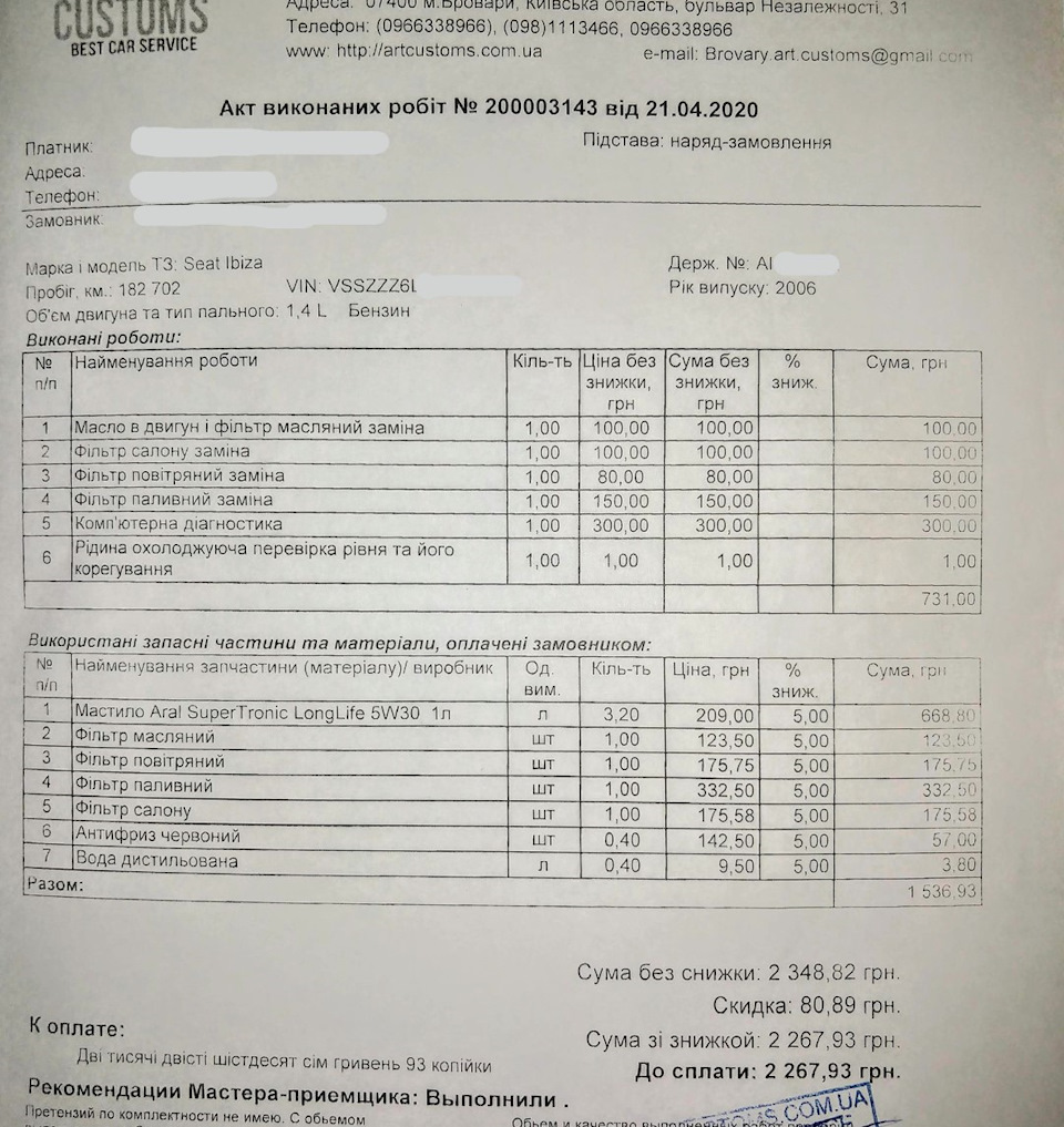 Планове ТО - 183 тис. 1